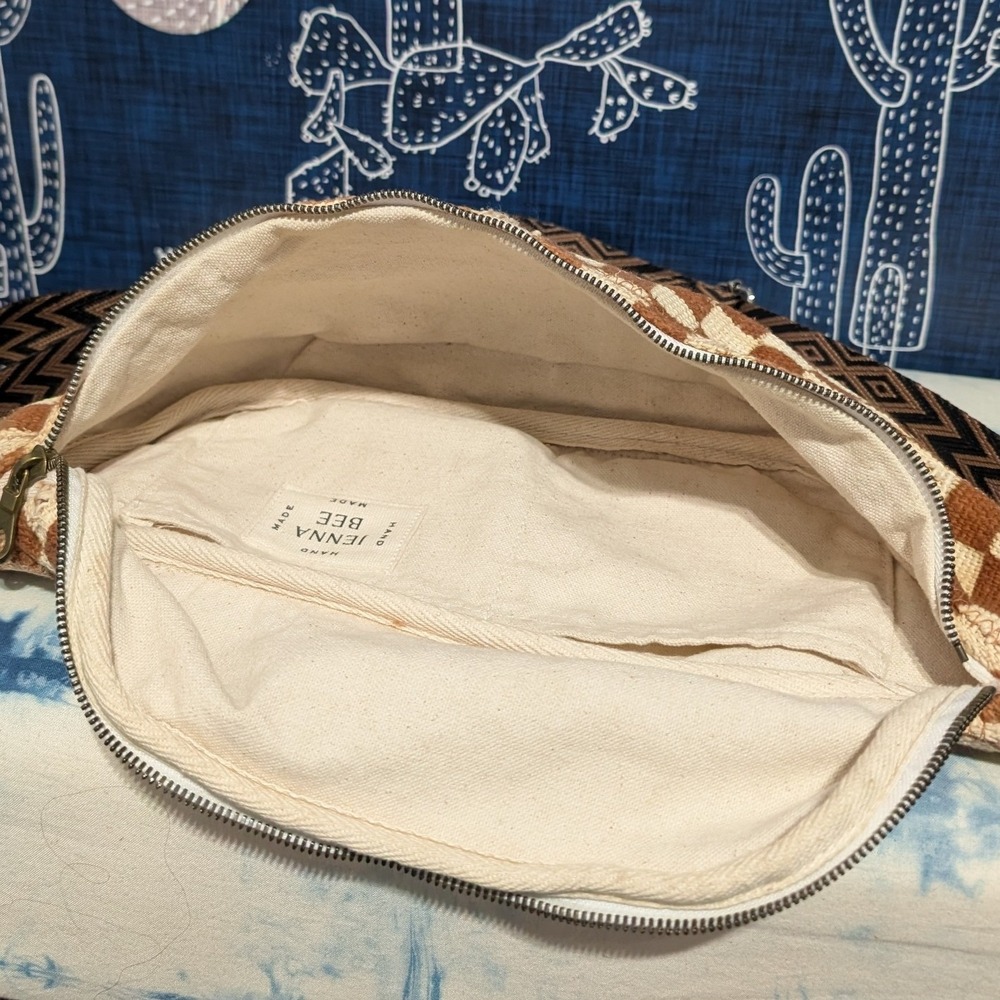 Jenna Bee Handmade Sling Bag Ochre & Cream Checkered - Picture 11 of 12